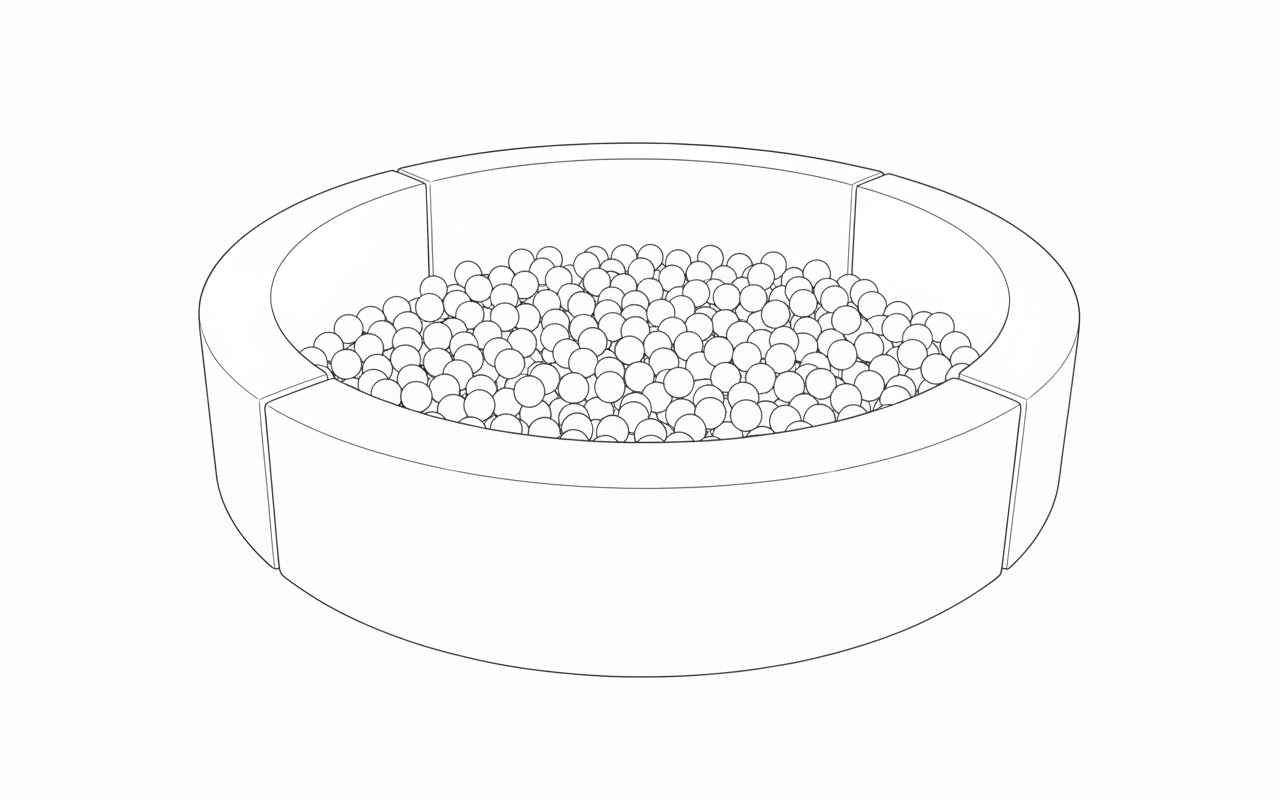 brooklyn ball pit rentals illustration of white ball pit filled with white balls